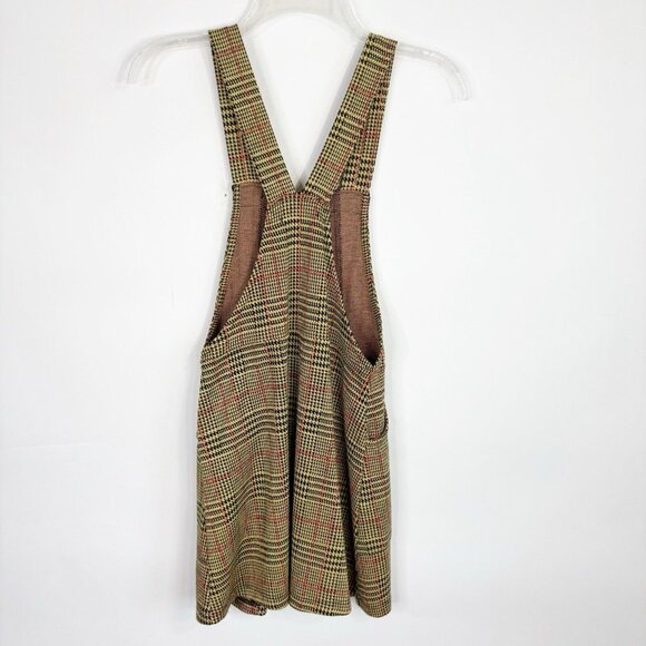 Urban Outfitters Dress Small Joey Yellow Houndstooth Plaid Mini Pinafore Overall - Picture 7 of 11